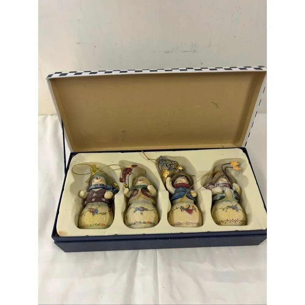 4‎ Snowman Christmas tree ornaments boxed new